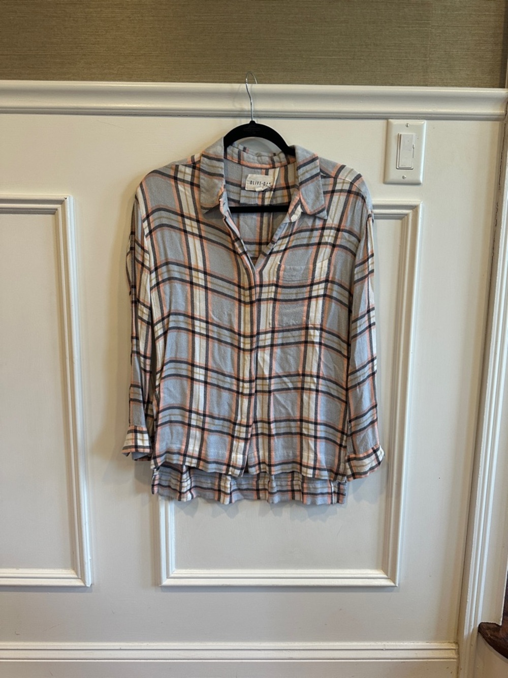 Olive & Oak Plaid Button-Down Shirt in Light Blue and Brown